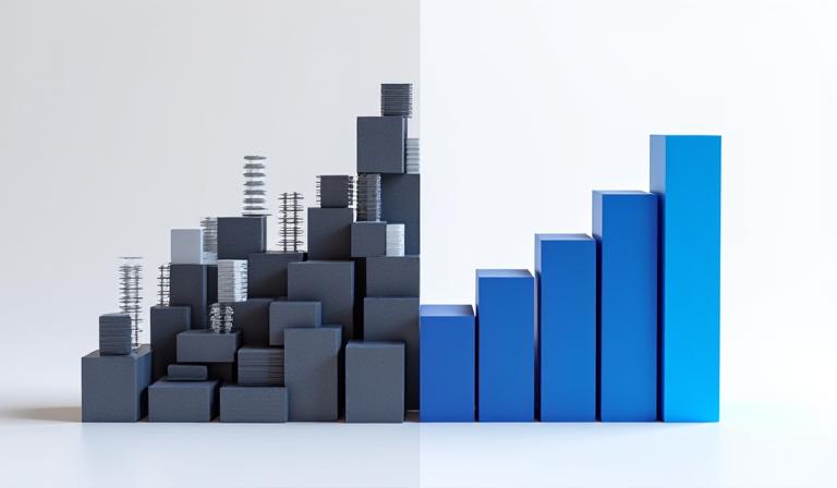 Comparison between a cluttered, confusing 3D chart and a clean, high-clarity 2D bar chart